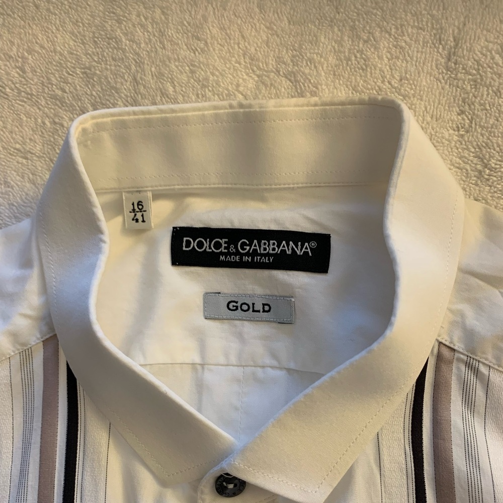 Dolce & Gabbana Gold Label White Shirt with Stripes